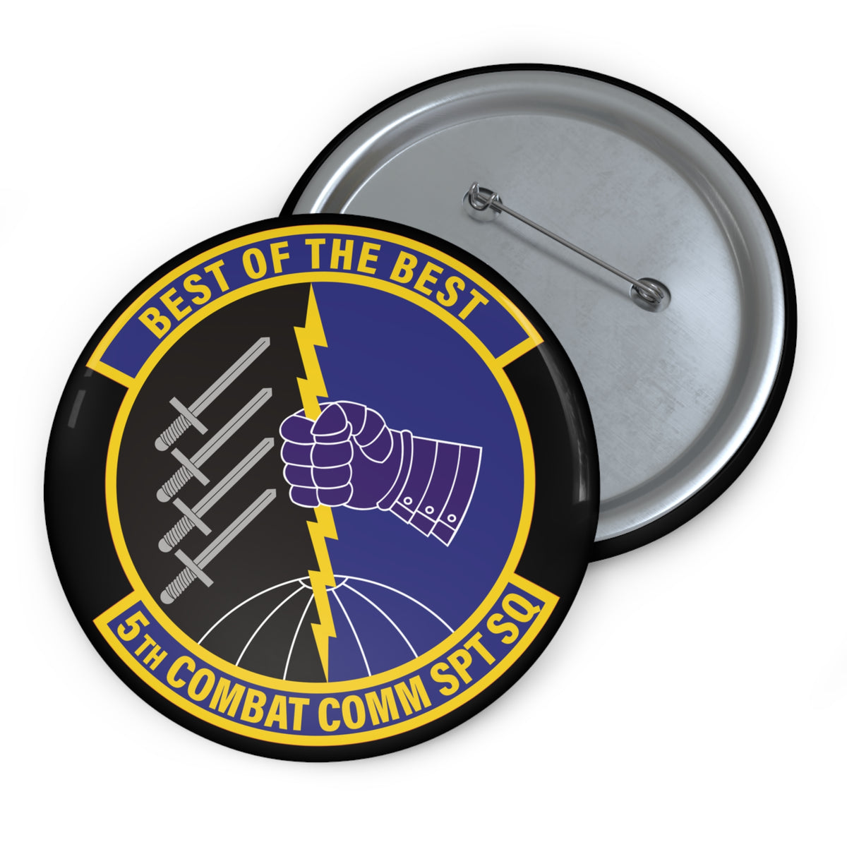 Custom Pin Button - USAF - 5th Combat Communications Support Sq wo txt X 300