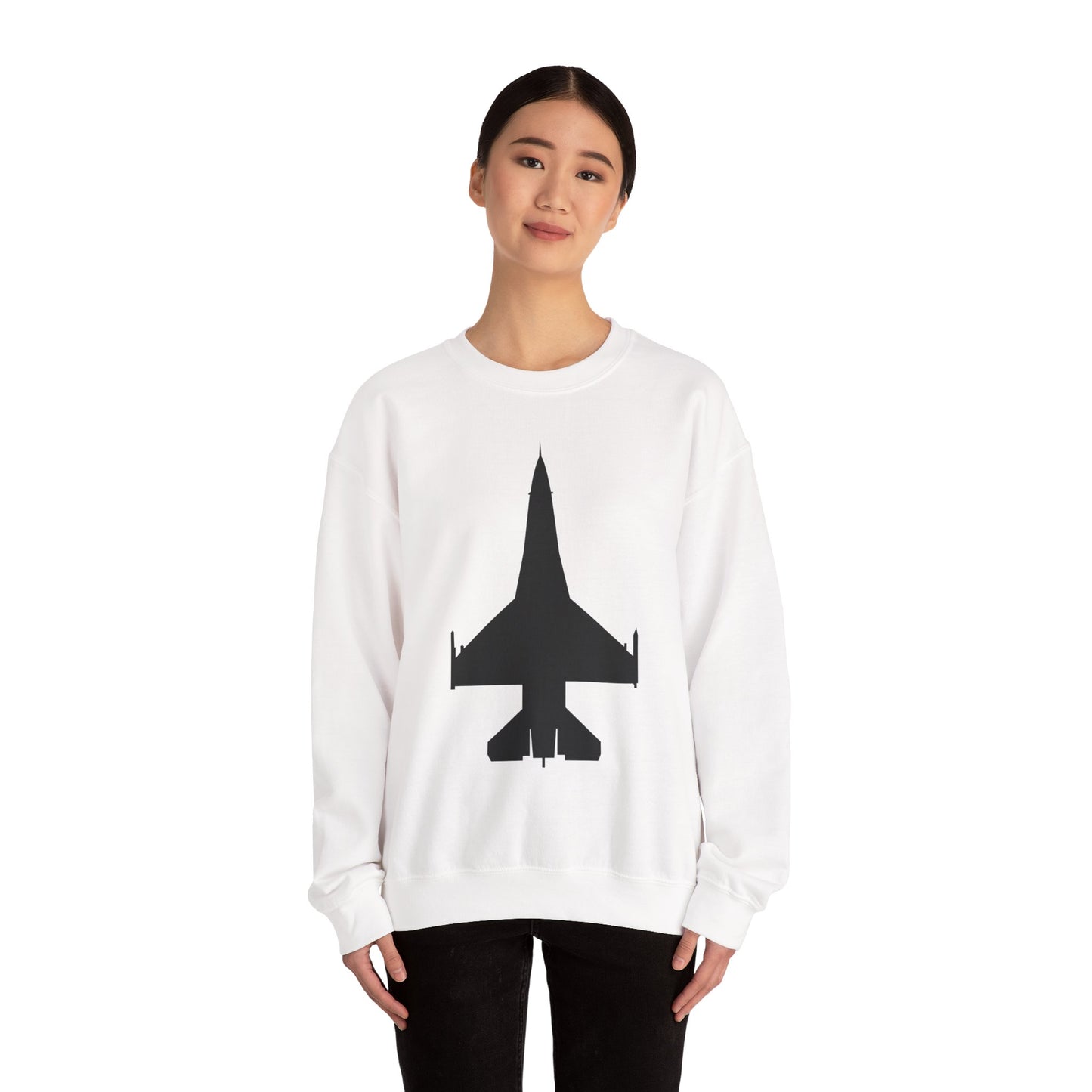 Crewneck Sweatshirt - Aircraft - F-16 -Top - Black wo Txt X 300