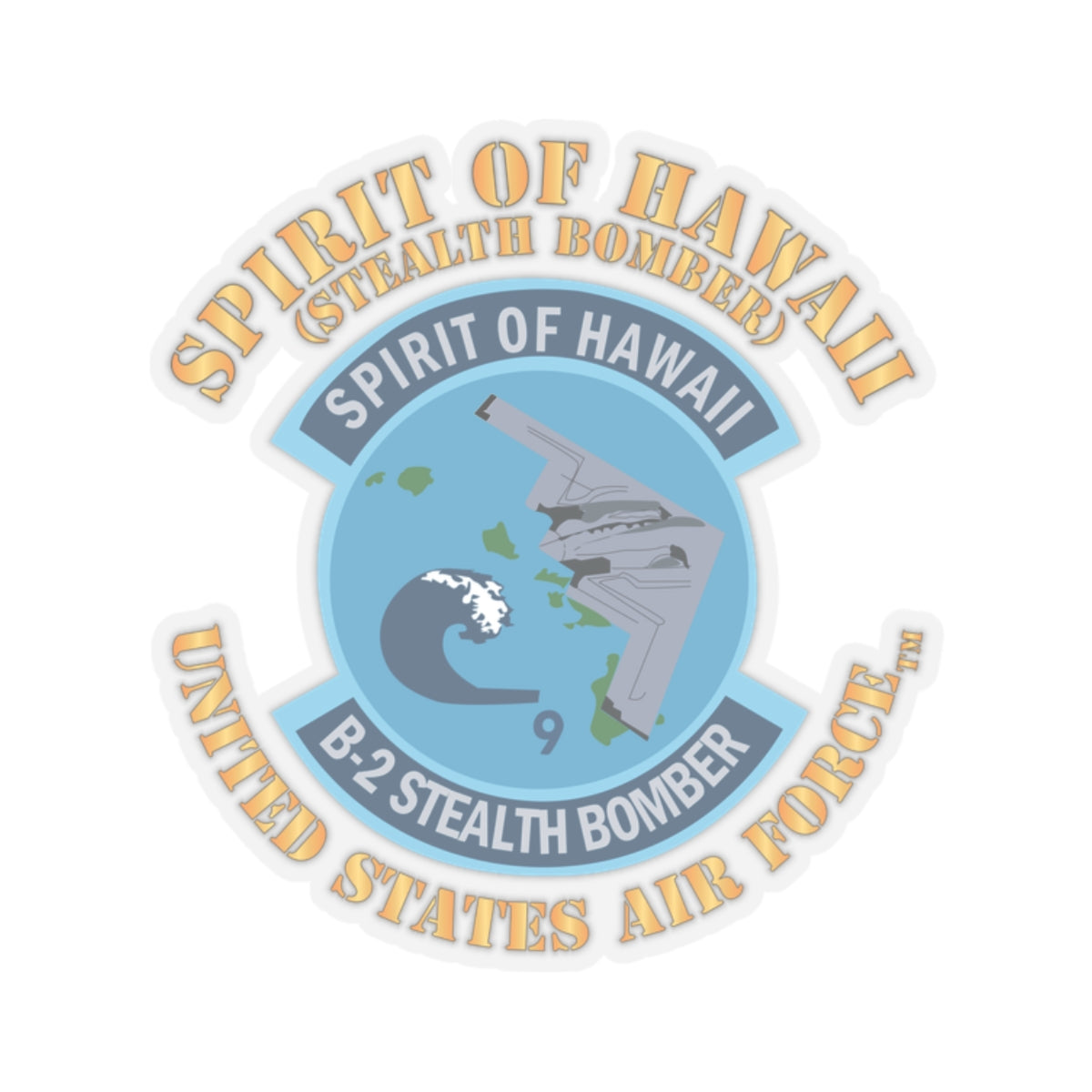 Kiss-Cut Stickers - USAF - B2 - Spirit of Hawaii - Stealth Bomber X 300