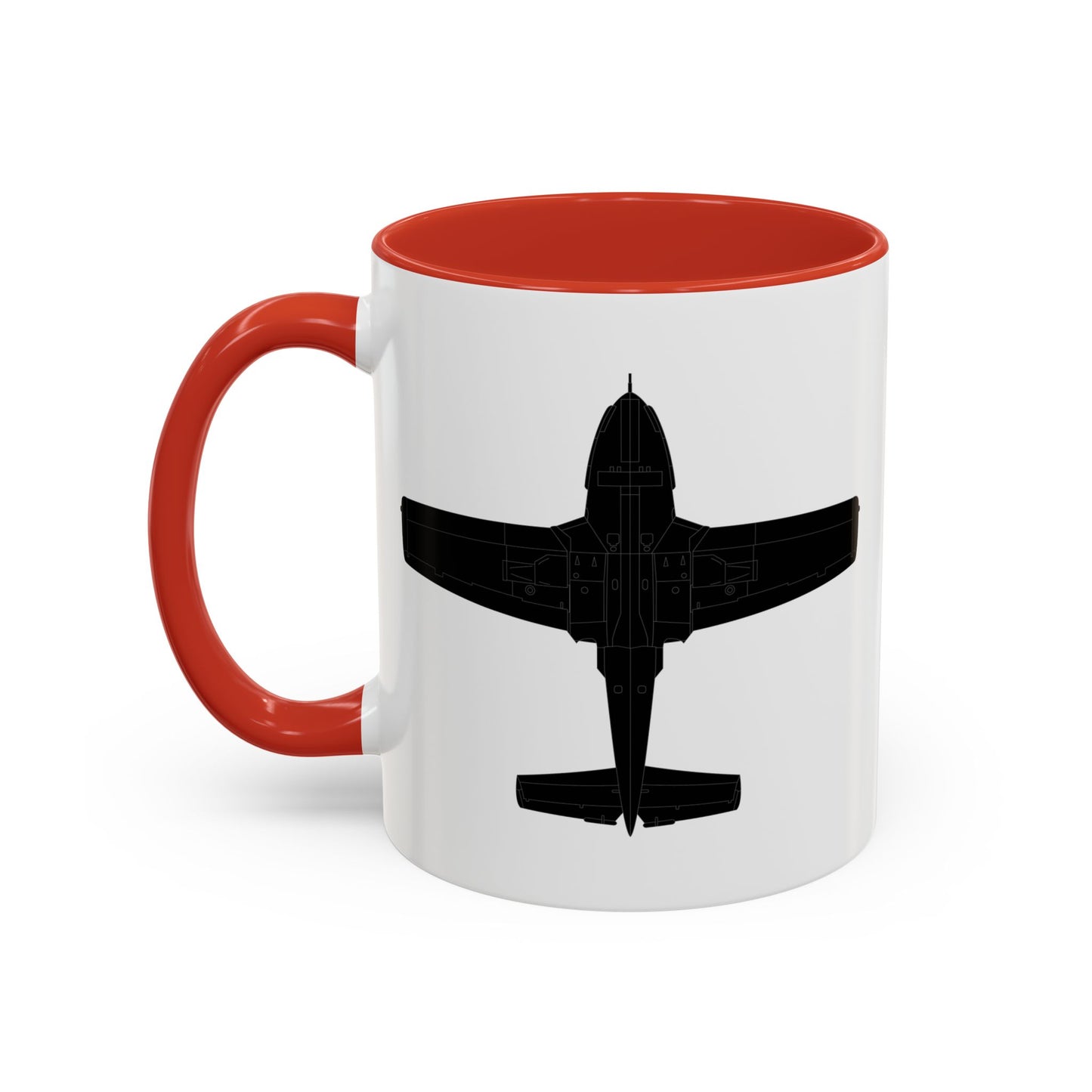 Accent Coffee Mug (11oz & 15oz) - Aircraft - T-37-Trainer - Bottom - Black - Metal X 300