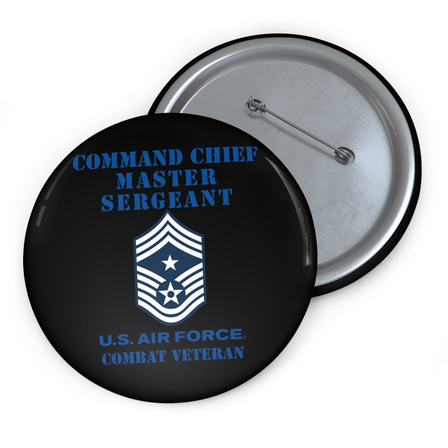 Custom Pin Button - USAF - Command Chief Master Sergeant (E9c) - 2020 - Combat Veteran