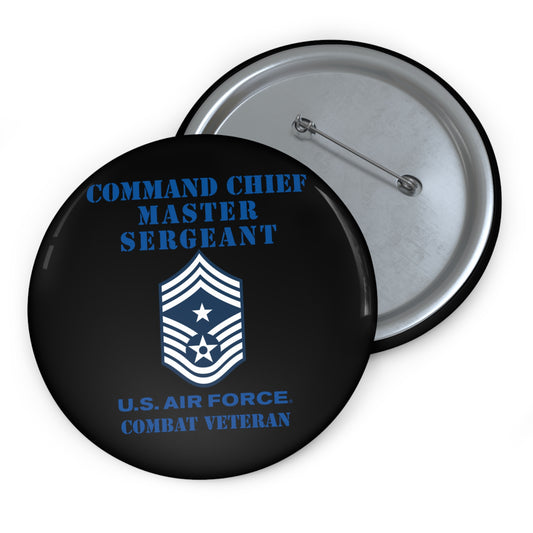 Custom Pin Button - USAF - Command Chief Master Sergeant (E9c) - 2020 - Combat Veteran