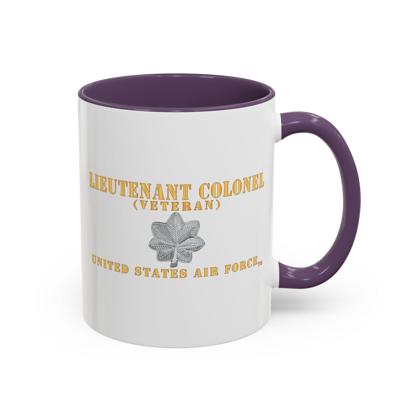 Accent Coffee Mug (11oz & 15oz) - USAF - Lieutenant Colonel - LTC - Veteran - Flat - TM X 300