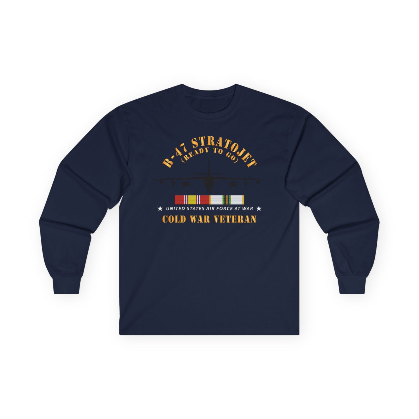 Unisex Ultra Cotton Long Sleeve Tee - USAF - B-47 Stratojet - Ready to Go - Silhouette - Cold War Veteran X 300