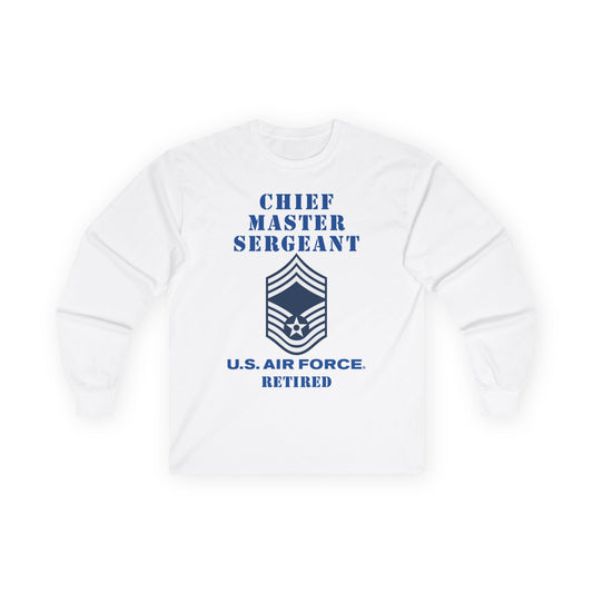 Unisex Ultra Cotton Long Sleeve Tee - USAF - Chief Master Sergeant (E9a) - 2020 - Retired