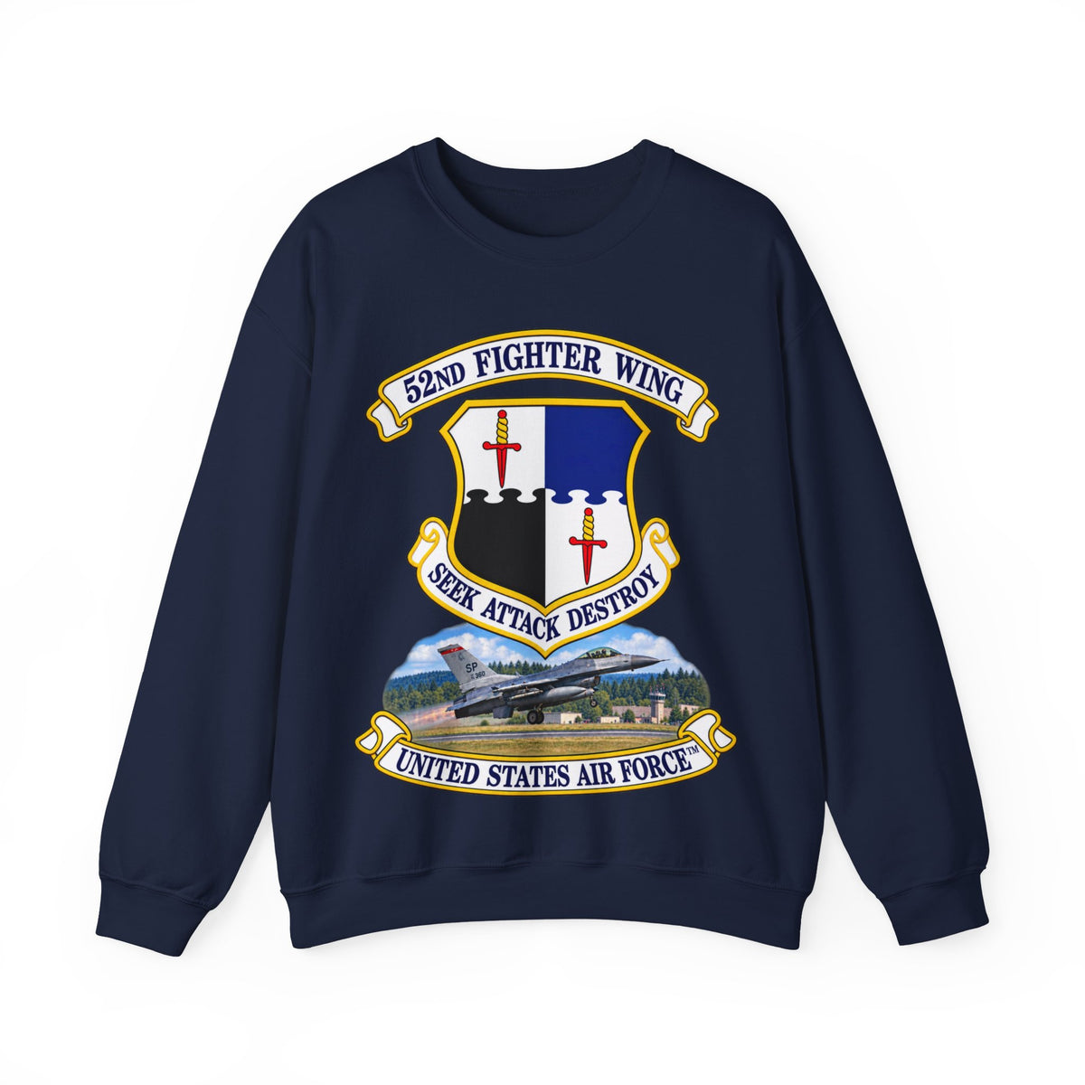 Crewneck Sweatshirt — 52nd Fighter Wing - Shield - United States Air Force w scene and TM
