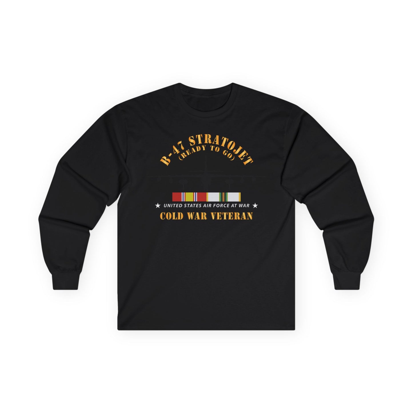Unisex Ultra Cotton Long Sleeve Tee - USAF - B-47 Stratojet - Ready to Go - Silhouette - Cold War Veteran X 300