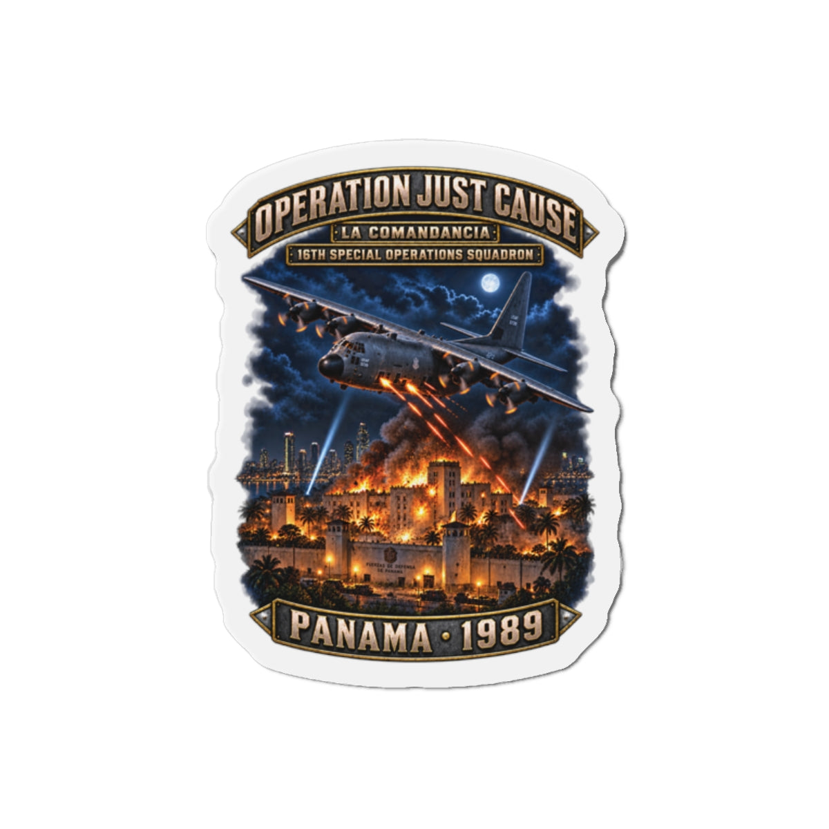 Die-Cut Magnet - SOF - 16th SOS - Panama Invasion 1989 - La Comandancia - 3D - Enhanced