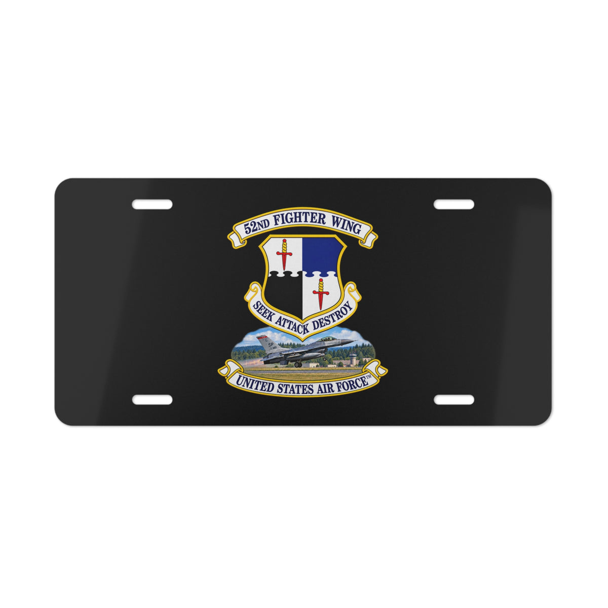 License Plate - 52nd Fighter Wing - Shield - United States Air Force w scene and TM