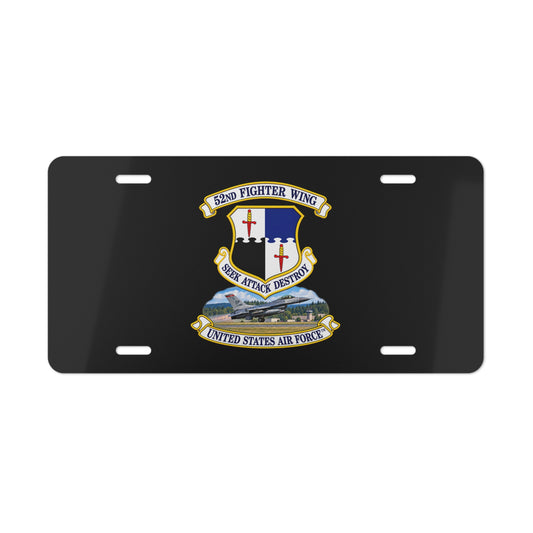 License Plate - 52nd Fighter Wing - Shield - United States Air Force w scene and TM