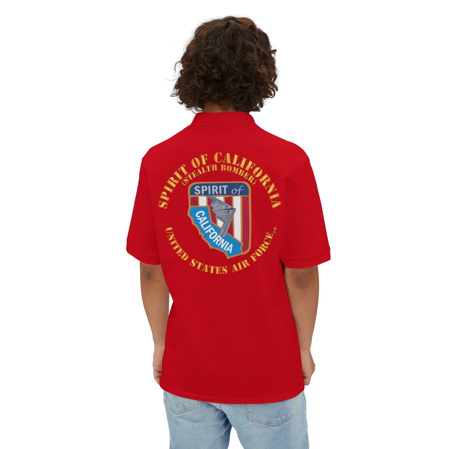 Men's Piqué Polo - USAF - B2 - Spirit of California - Stealth Bomber X 300