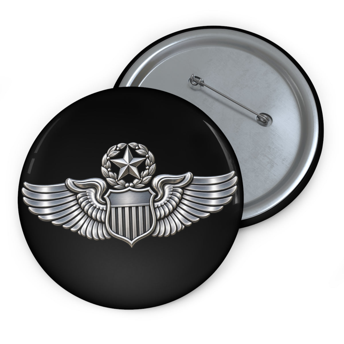 Custom Pin Button - USAF - Master Pilot Badge wo txt - 3D - Enhanced