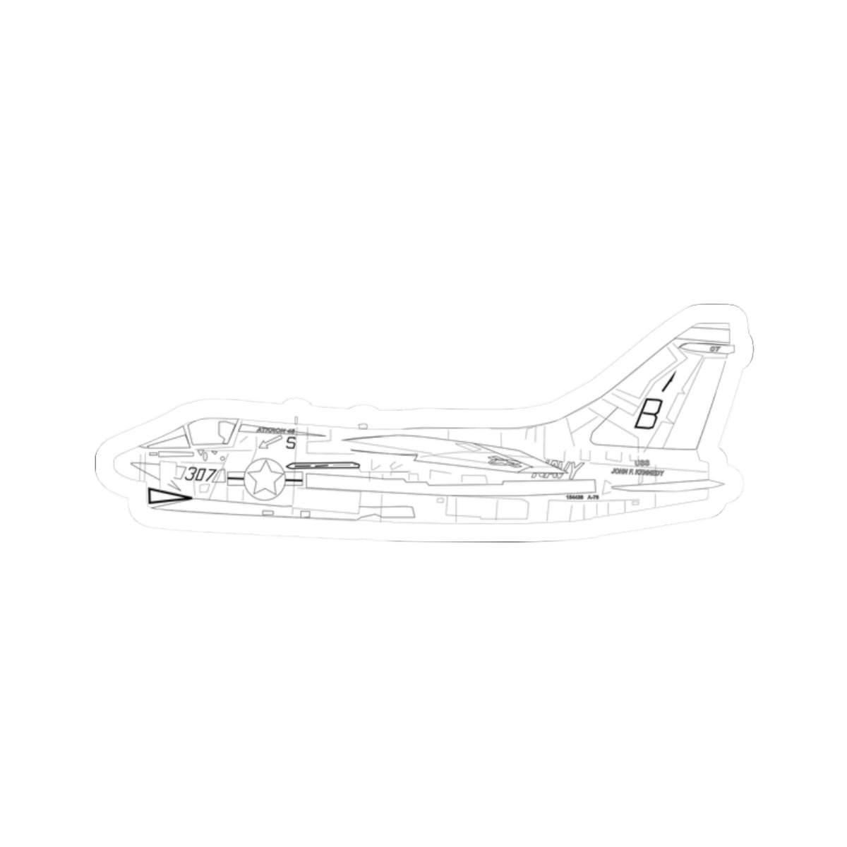 Kiss-Cut Stickers - Aircraft - Navy - A-7B Corsair II - Side - LA X 300