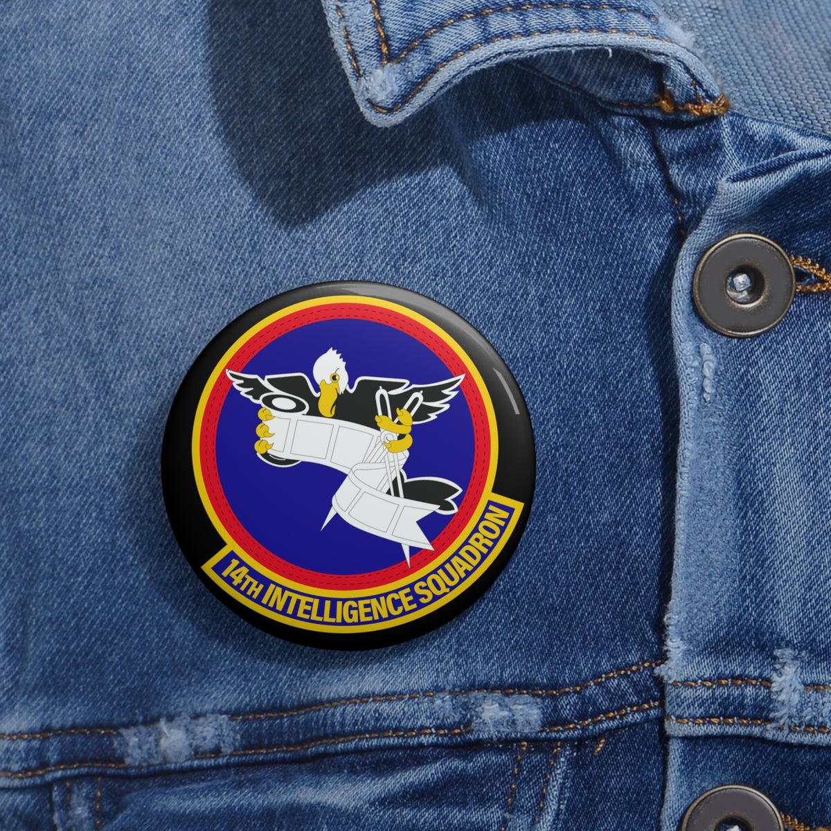 Custom Pin Button - USAF - 14th Intelligence Squadron wo txt