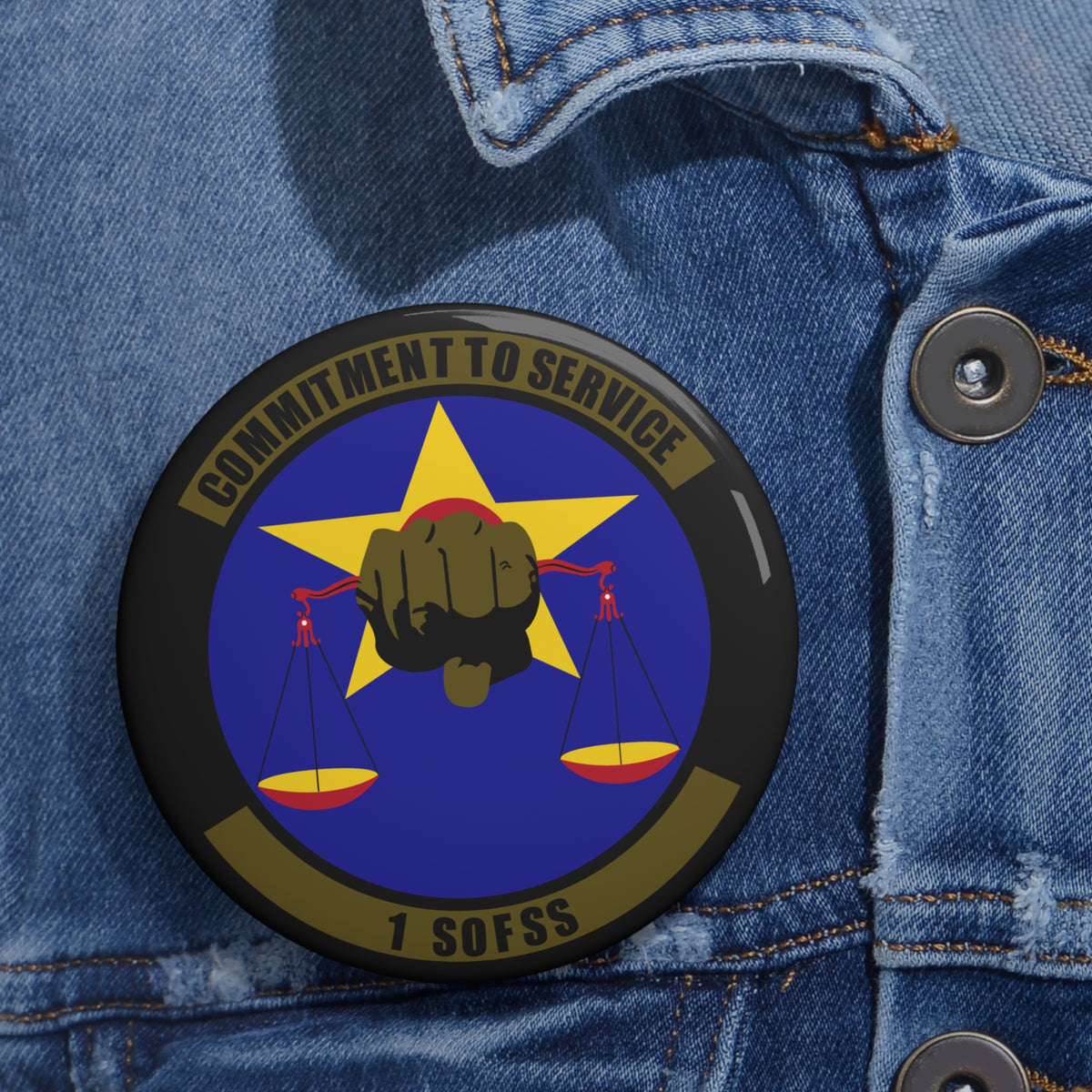 Custom Pin Button - USAF - 1st Special Operations Force Support Sq wo txt X 300