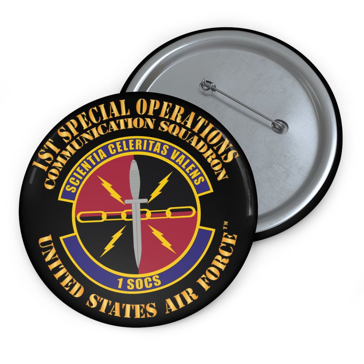 Custom Pin Button - USAF - 1st Special Operations Communication Squadron X 300