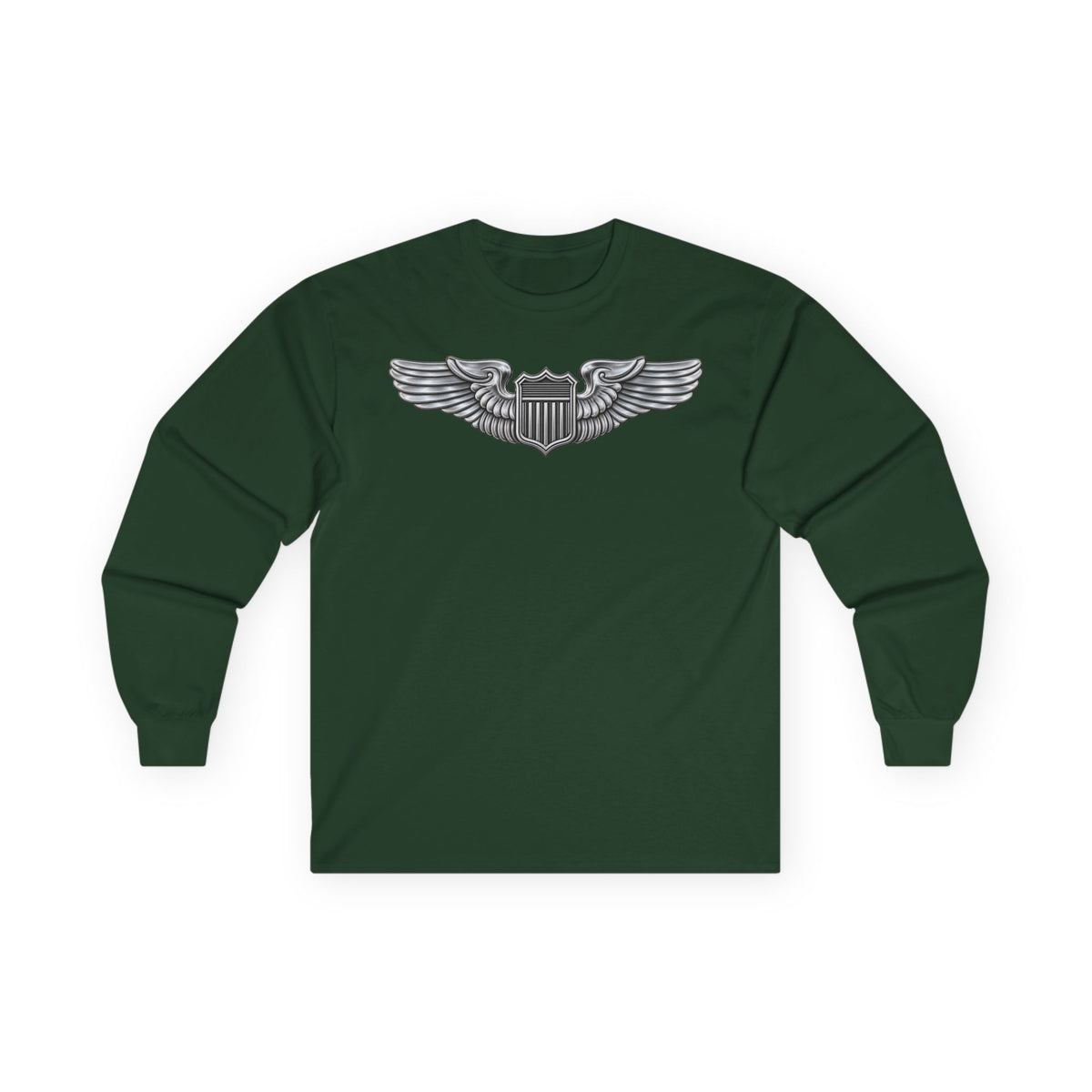 Unisex Ultra Cotton Long Sleeve Tee - USAF - Basic Pilot Badge wo Txt - 3D - Enhanced