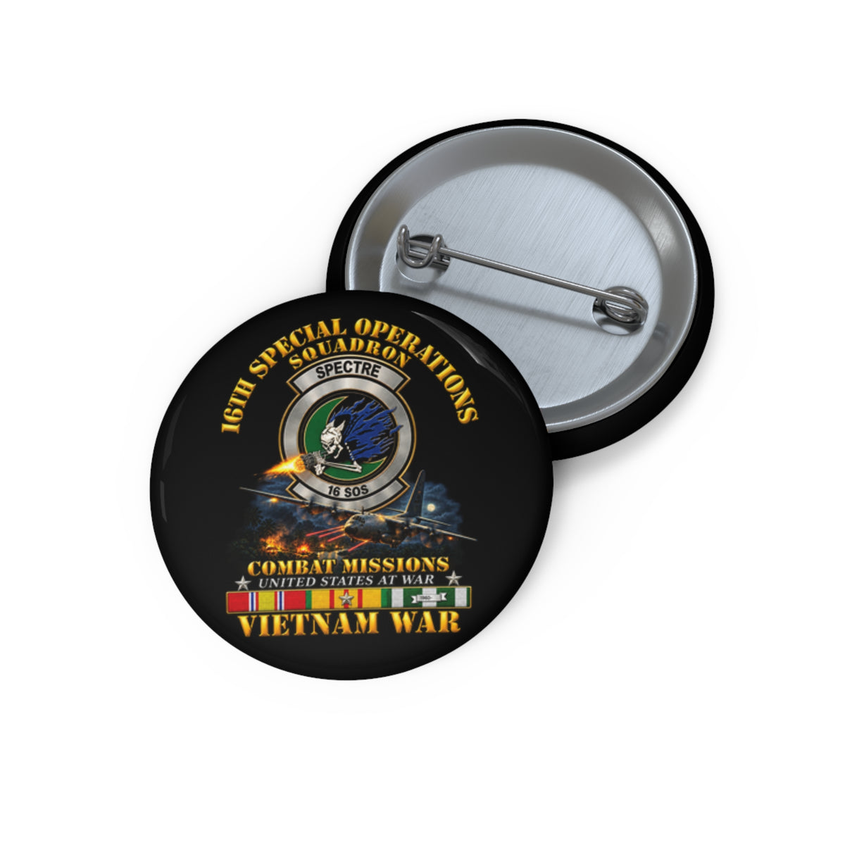 Custom Pin Button - SOF - 16th SOS - Combat Missions w VN SVC - 3D - Enhanced
