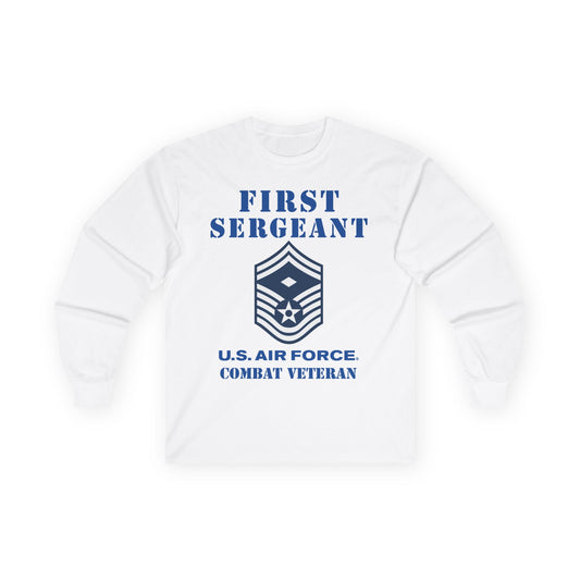 Unisex Ultra Cotton Long Sleeve Tee - USAF - First Sergeant (E8b) - 2020 - Combat Veteran