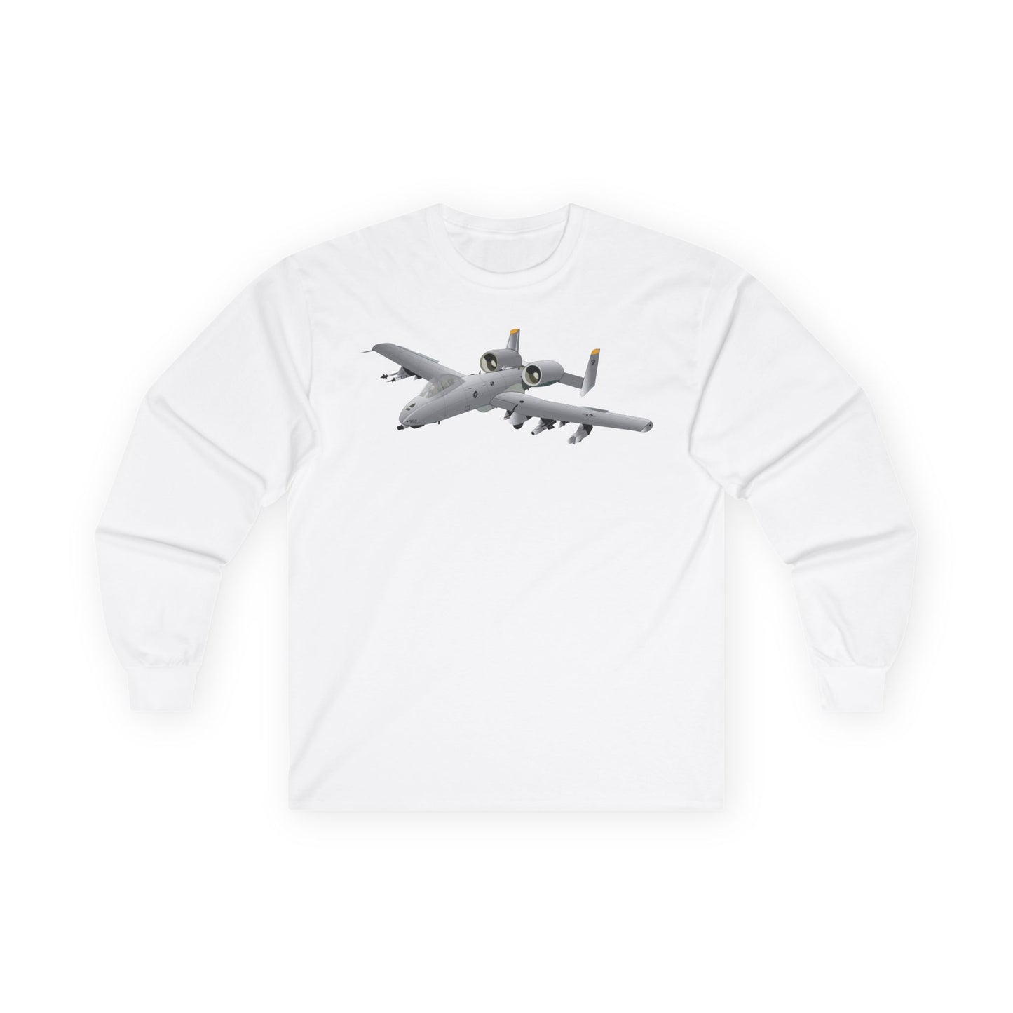 Unisex Ultra Cotton Long Sleeve Tee - Aircraft - A10 - Front - Top - Oblique X 300