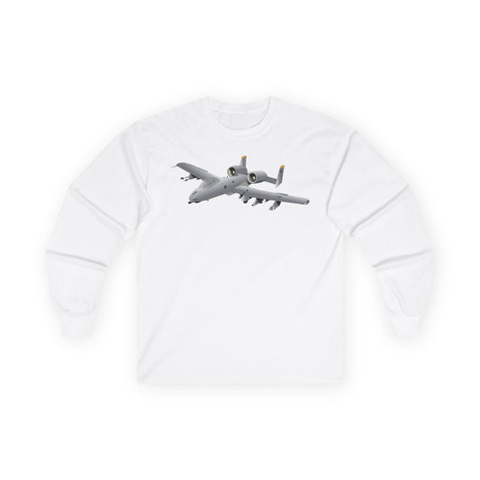 Unisex Ultra Cotton Long Sleeve Tee - Aircraft - A10 - Front - Top - Oblique X 300