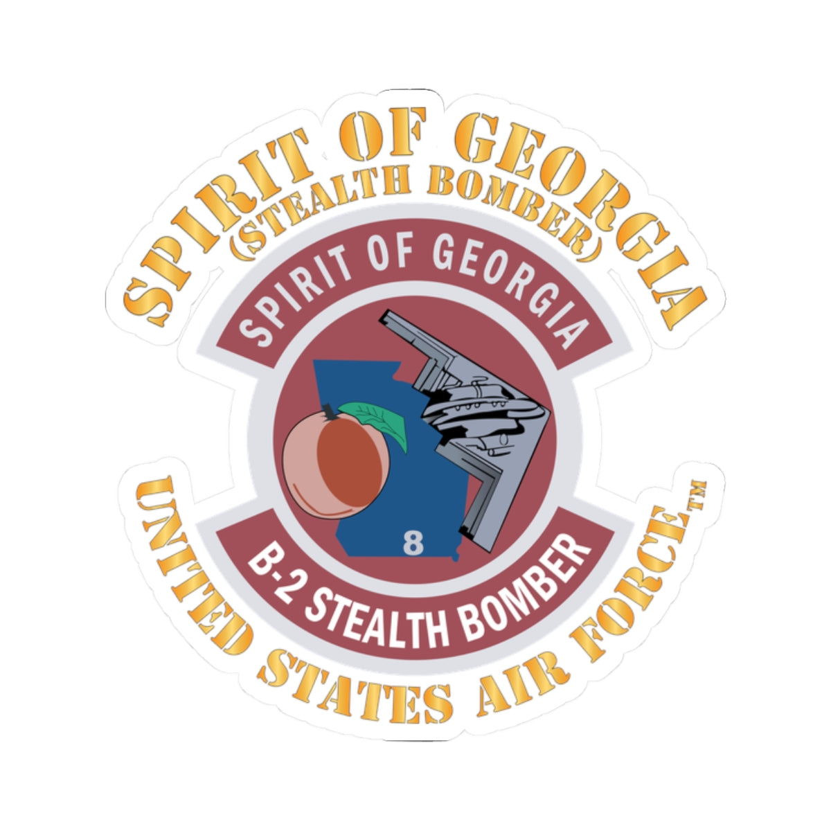 Kiss-Cut Stickers - USAF - B2 - Spirit of Georgia - Stealth Bomber X 300