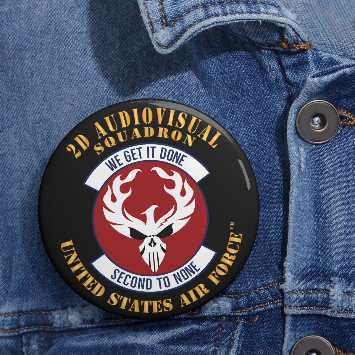Custom Pin Button - USAF - 2d Audiovisual Squadron X 300