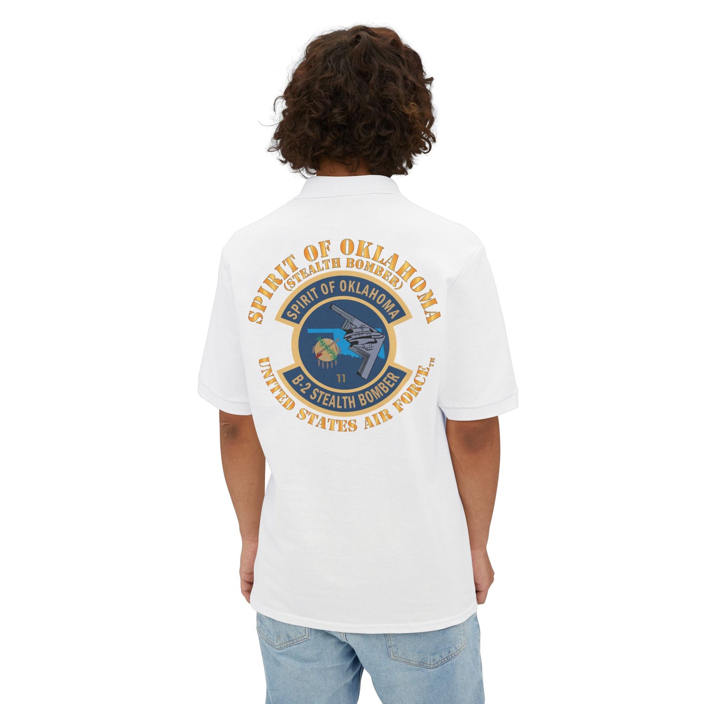 Men's Piqué Polo - USAF - B2 - Spirit of Oklahoma - Stealth Bomber X 300