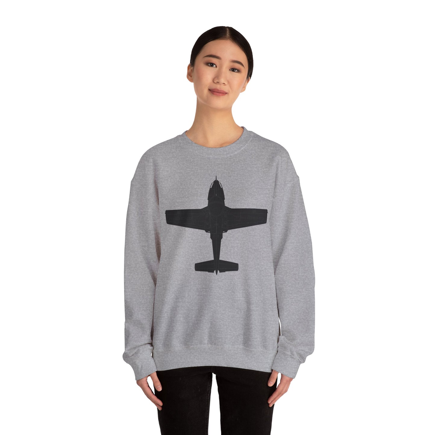 Crewneck Sweatshirt - Aircraft - T-37-Trainer - Top - Black - Metal X 300