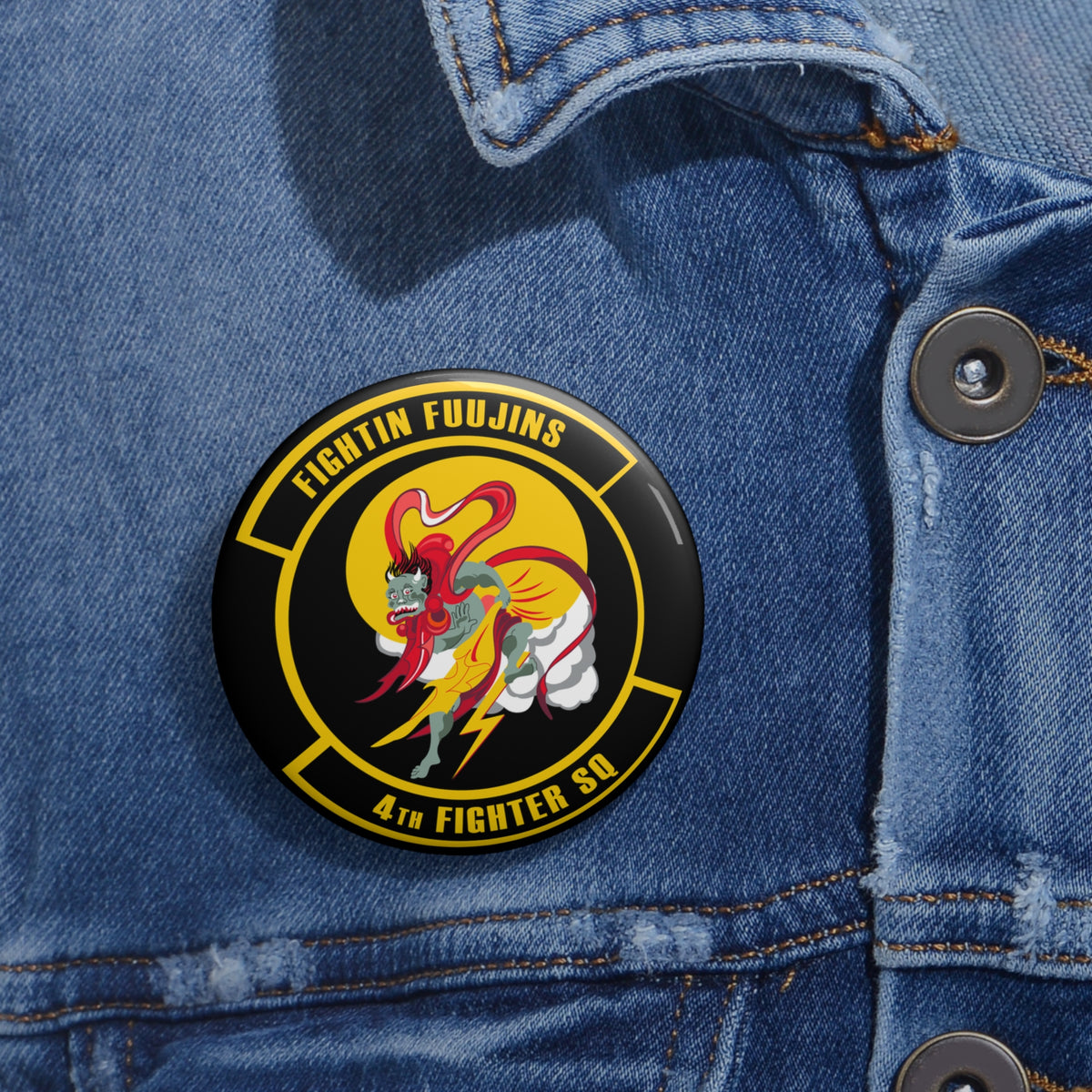 Custom Pin Button - USAF - 4th Fighter Squadron wo txt