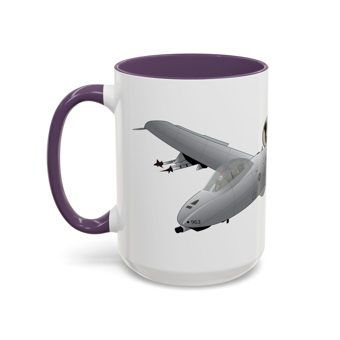 Accent Coffee Mug (11oz & 15oz) - Aircraft - A10 - Front - Top - Oblique X 300