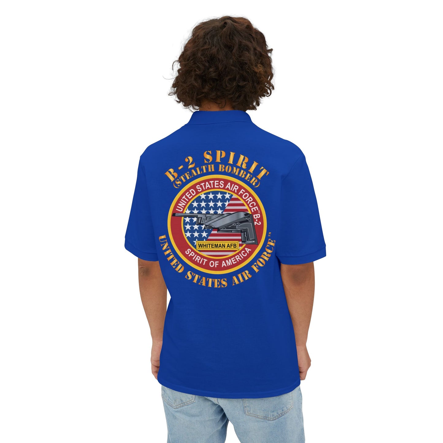 Men's Piqué Polo - USAF - B2 - Spirit - Stealth Bomber X 300