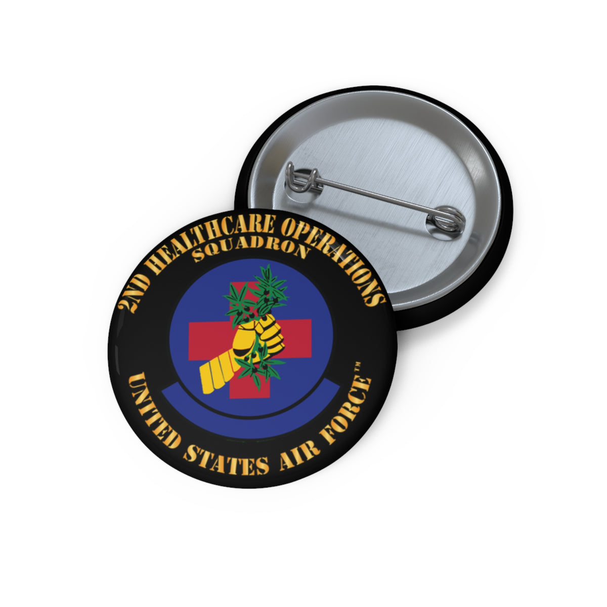 Custom Pin Button - USAF - 2nd Healthcare Operations Squadron
