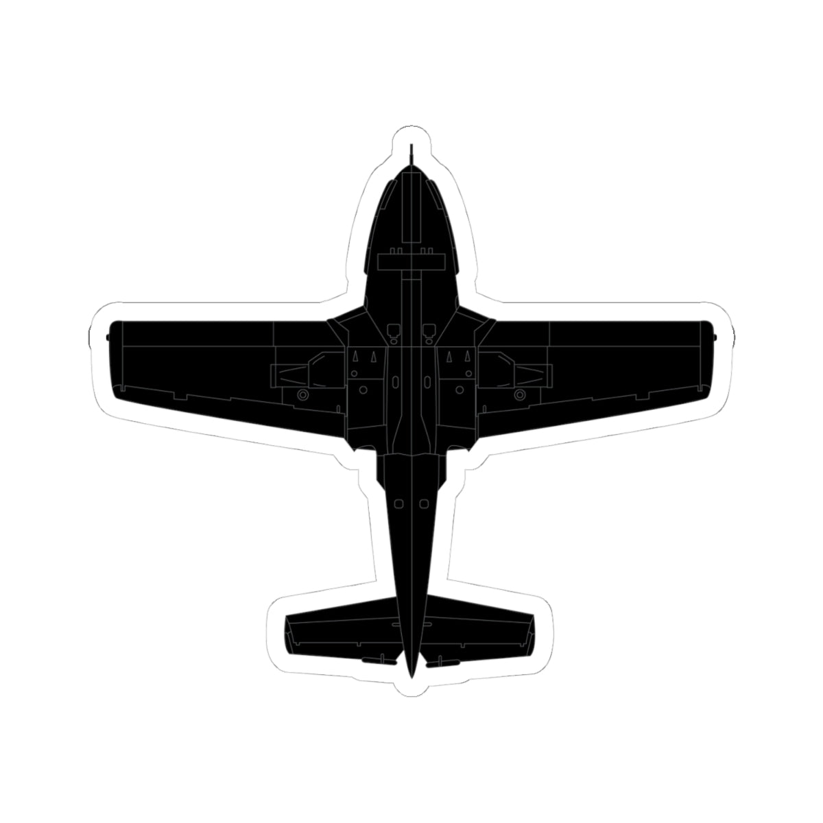 Kiss-Cut Stickers - Aircraft - T-37-Trainer - Bottom - Black - Metal X 300