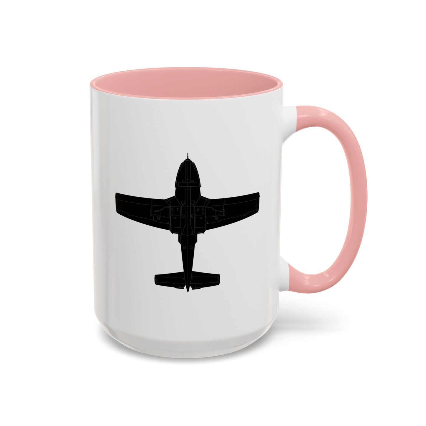 Accent Coffee Mug (11oz & 15oz) - Aircraft - T-37-Trainer - Bottom - Black - Metal X 300
