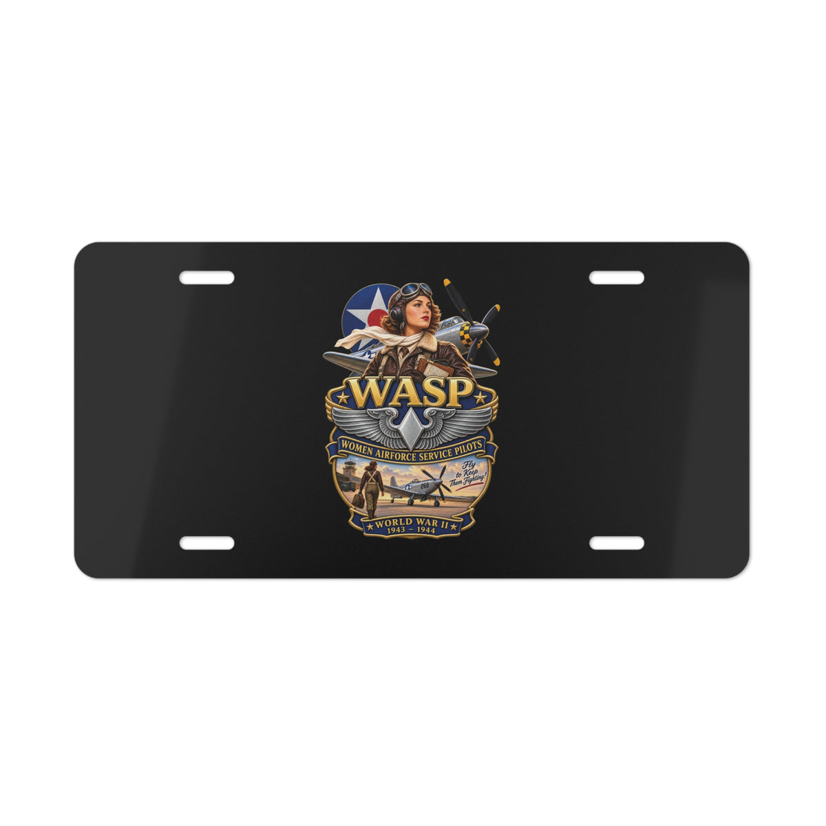 License Plate - WASP - Women Airforce Service Pilot - WWII - 3D - Enhanced
