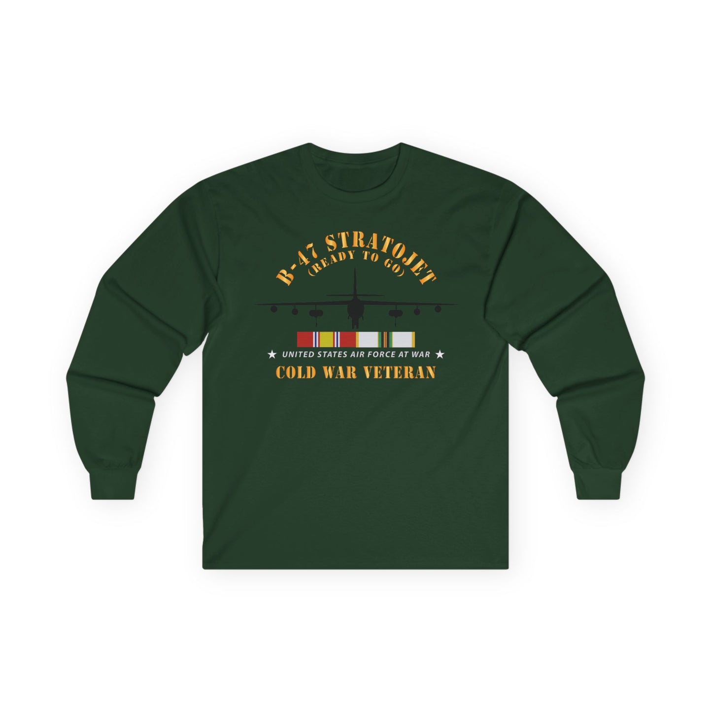 Unisex Ultra Cotton Long Sleeve Tee - USAF - B-47 Stratojet - Ready to Go - Silhouette - Cold War Veteran X 300