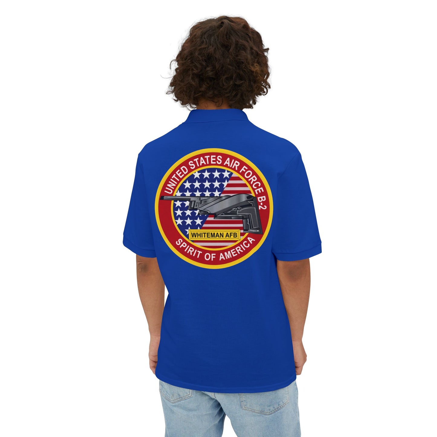 Men's Piqué Polo - USAF - B2 - Spirit - Stealth Bomber wo Txt