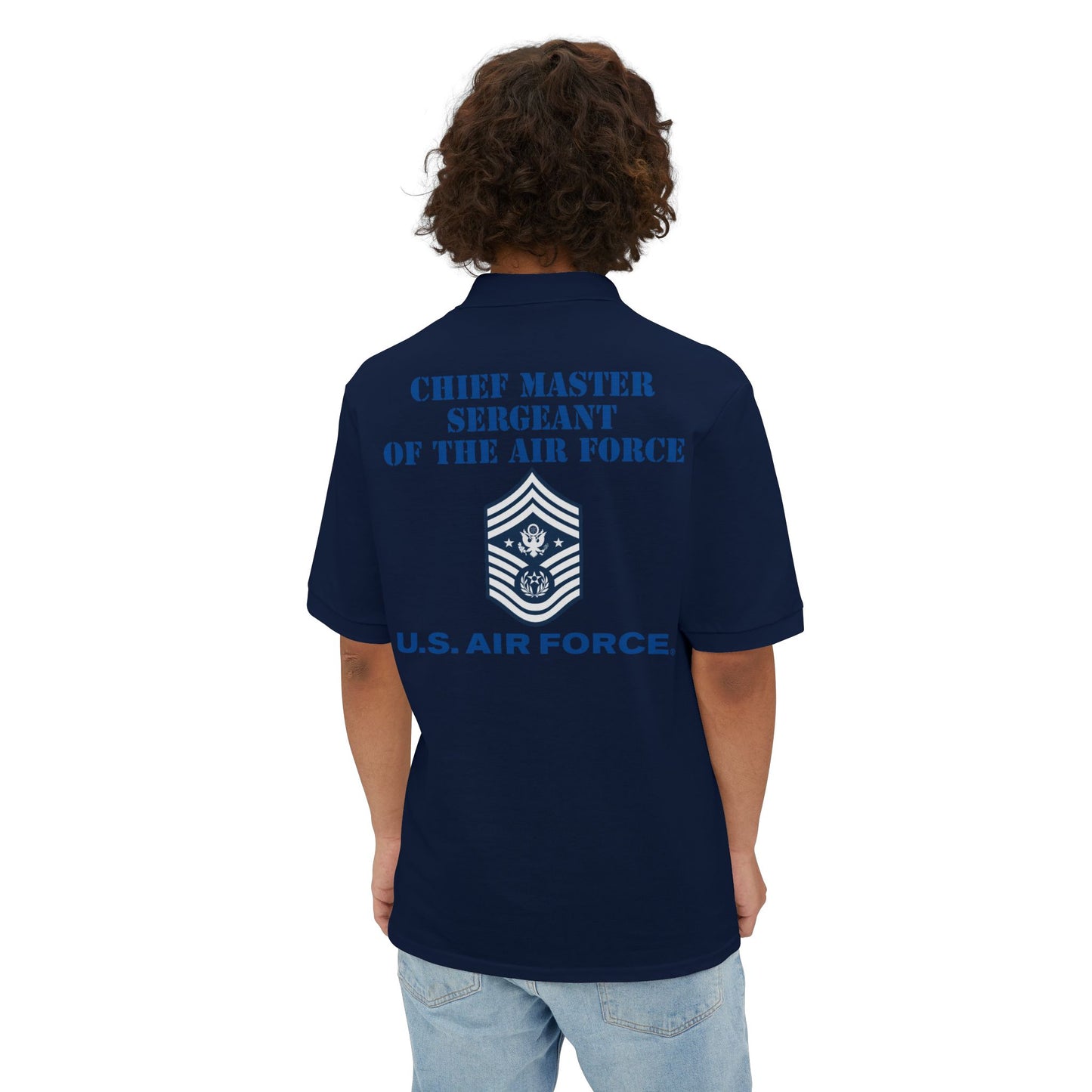Men's Piqué Polo - USAF - Chief Master Sergeant of the Air Force (E9d) - US Air Force w Text X 300