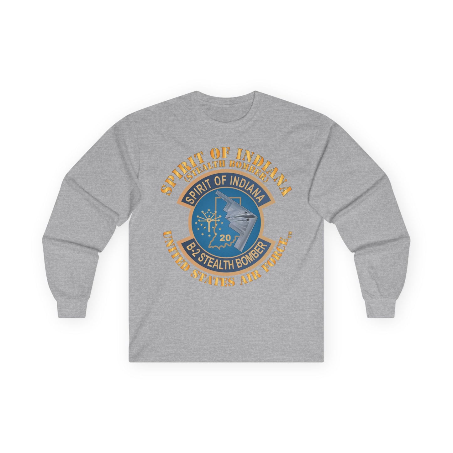 Unisex Ultra Cotton Long Sleeve Tee - USAF - B2 - Spirit of Indiana - Stealth Bomber X 300