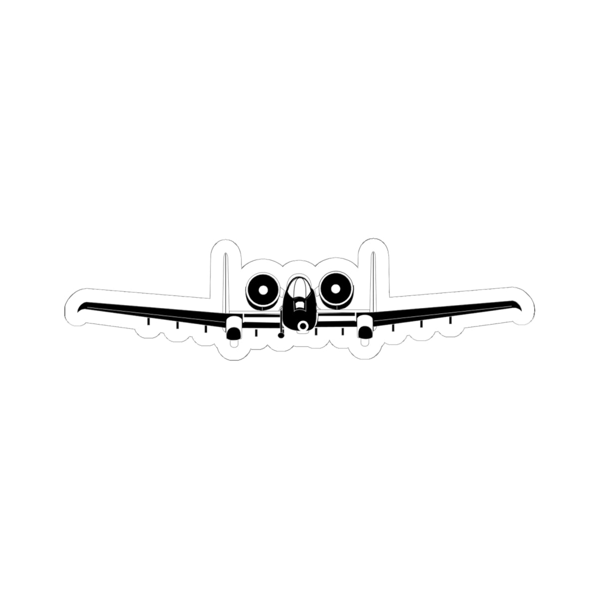 Kiss-Cut Stickers - Aircraft - USAF - A-10 Thunderbolt II - Front - BW X 300