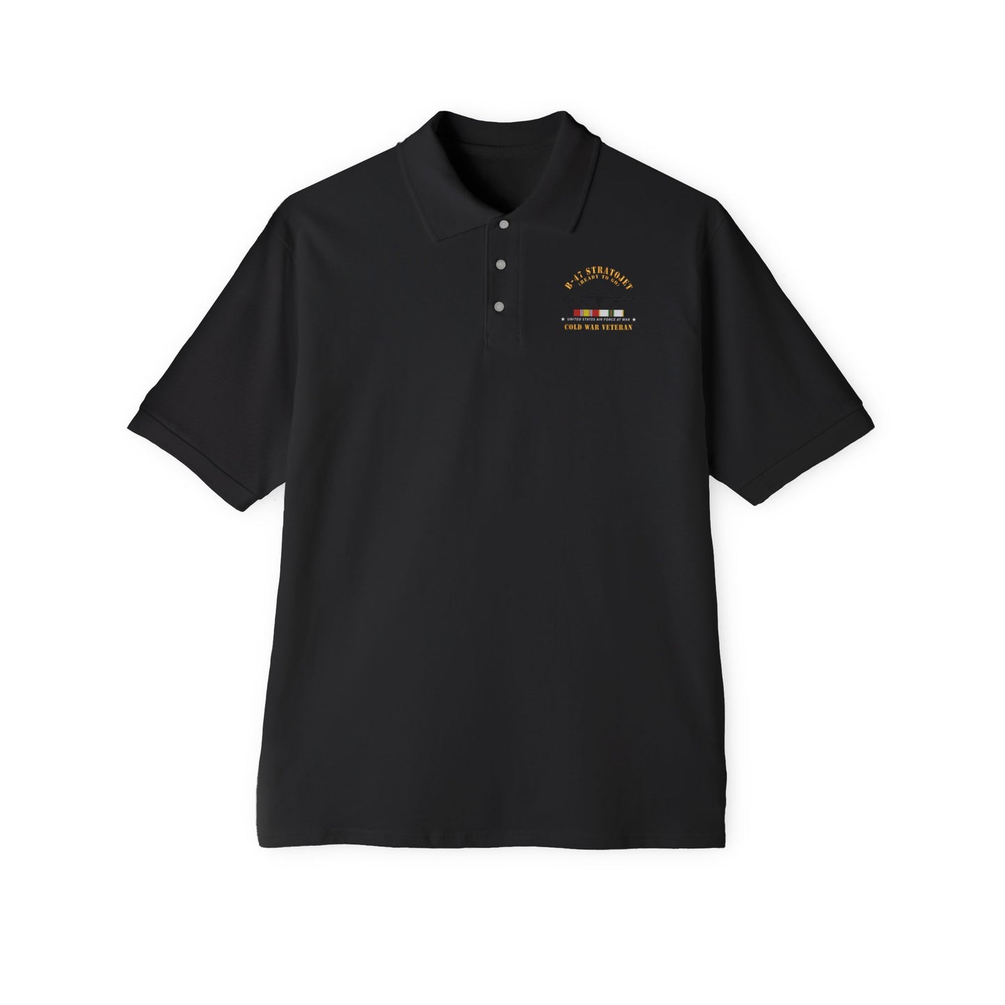 Men's Piqué Polo - USAF - B-47 Stratojet - Ready to Go - Silhouette - Cold War Veteran X 300