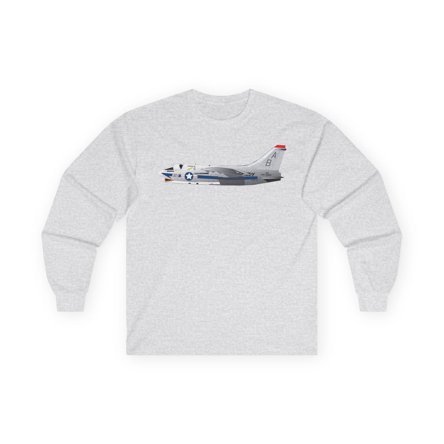 Unisex Ultra Cotton Long Sleeve Tee - Aircraft - Navy - A-7B Corsair II - Side X 300