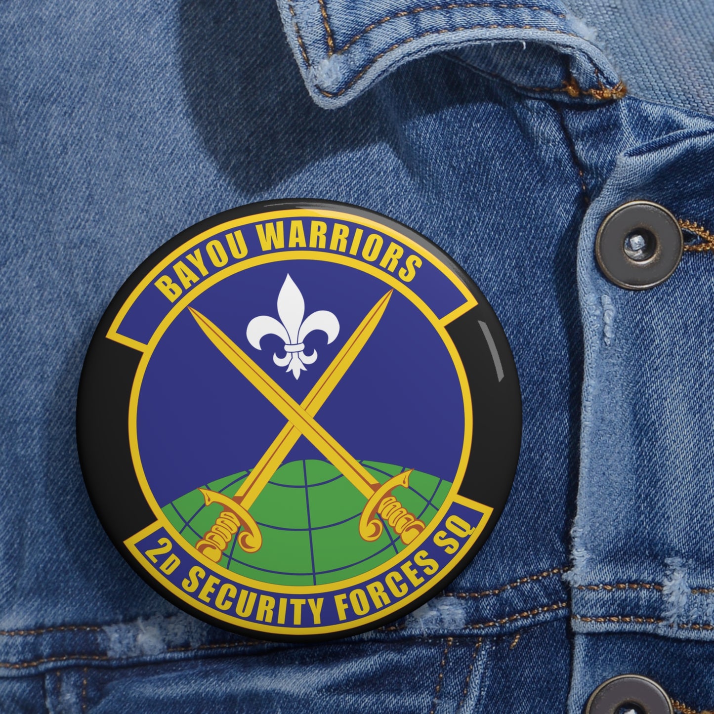 Custom Pin Button - USAF - 2nd Security Forces Squadron wo txt