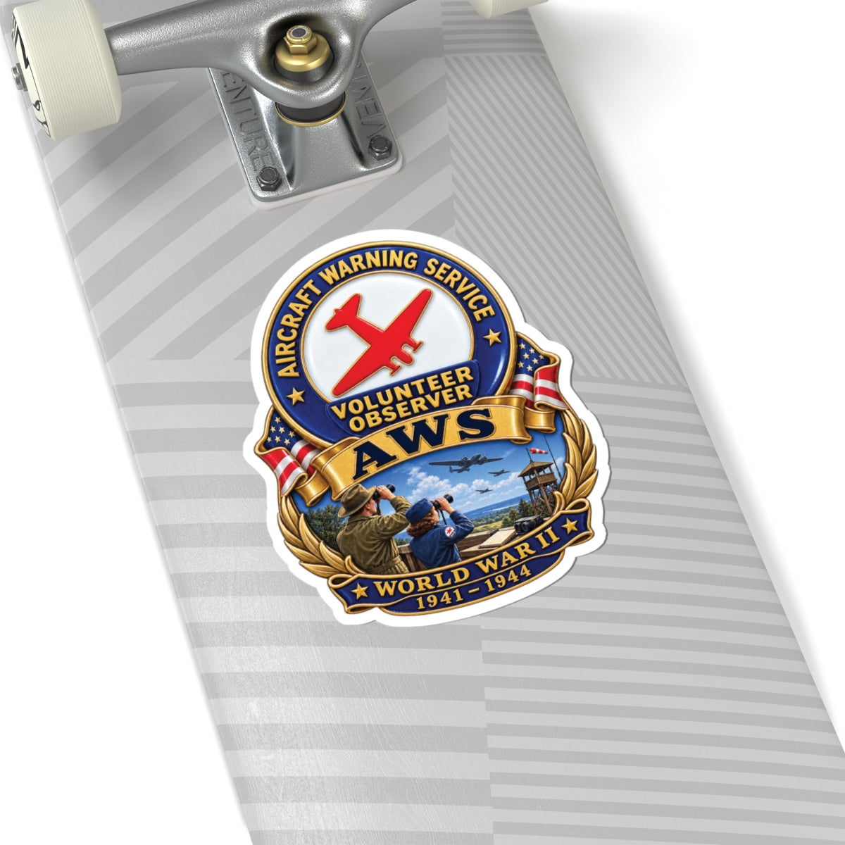 Kiss-Cut Stickers - Aircraft Warning Service (AWS) WWII - 3D - Enhanced