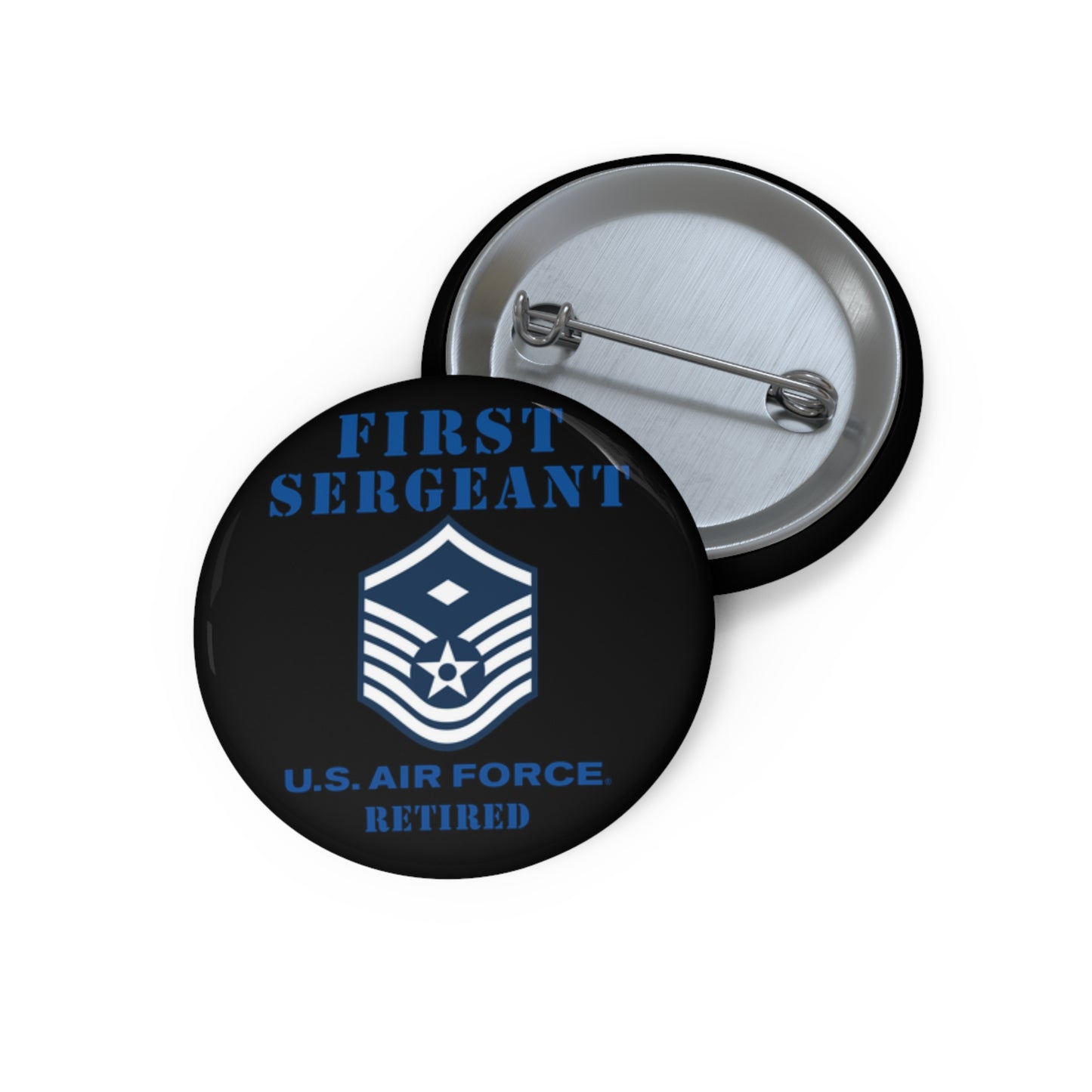 Custom Pin Button - USAF - First Sergeant (E7b) - 2020 - Retired