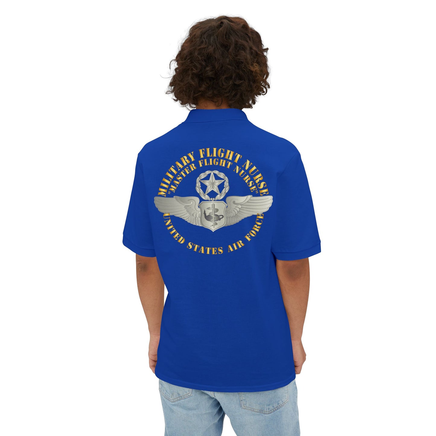 Men's Piqué Polo -USAF - Military Flight Nurse - Flight Nurse - Master