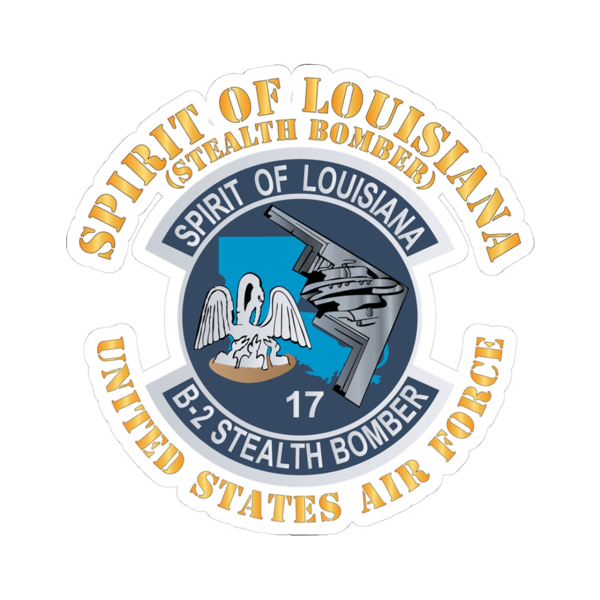 Kiss-Cut Stickers - USAF - B2 - Spirit of Louisiana - Stealth Bomber X 300
