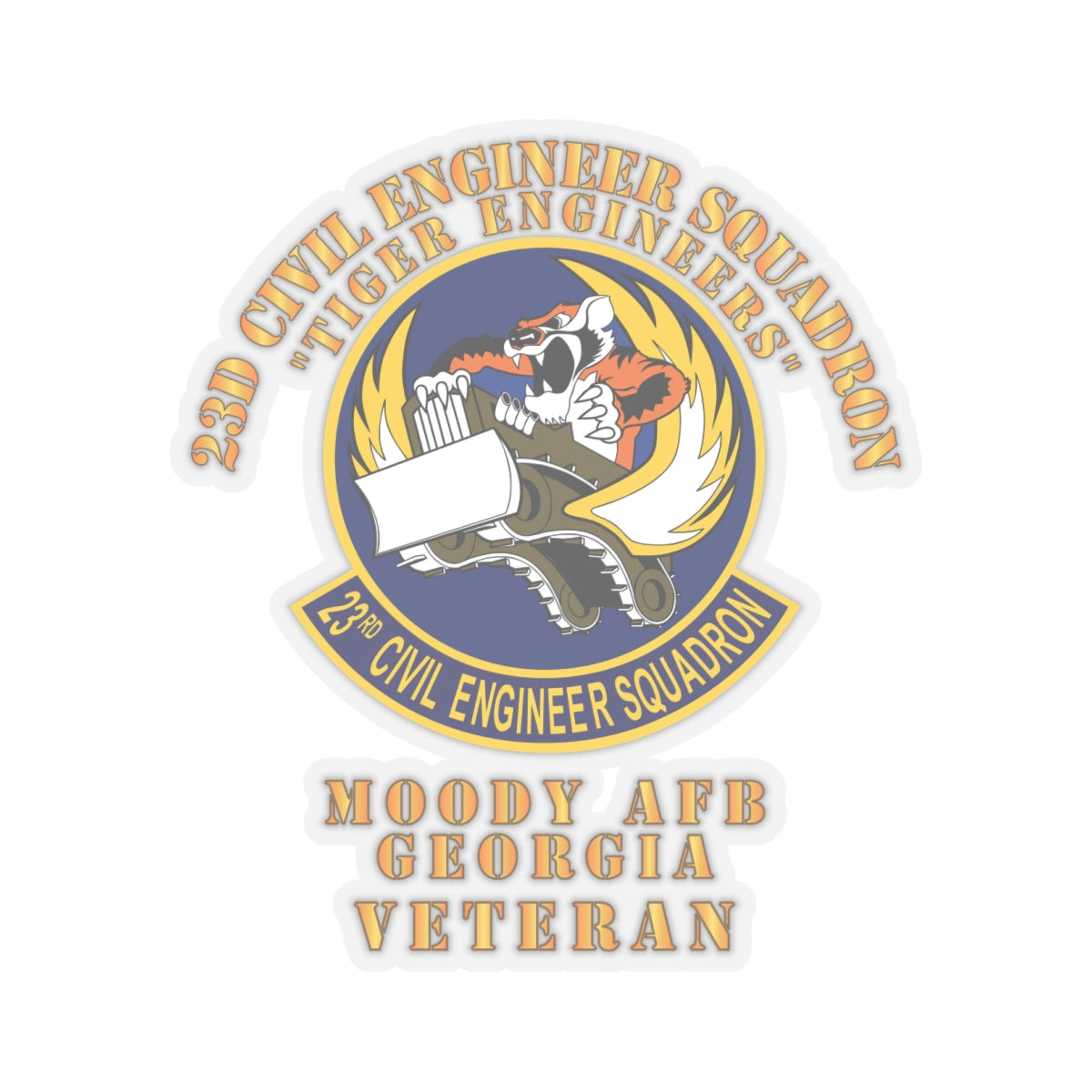 Kiss-Cut Stickers - USAF - 23d Civil Engineer Squadron - Tiger Engineers - Moody AFB, GA