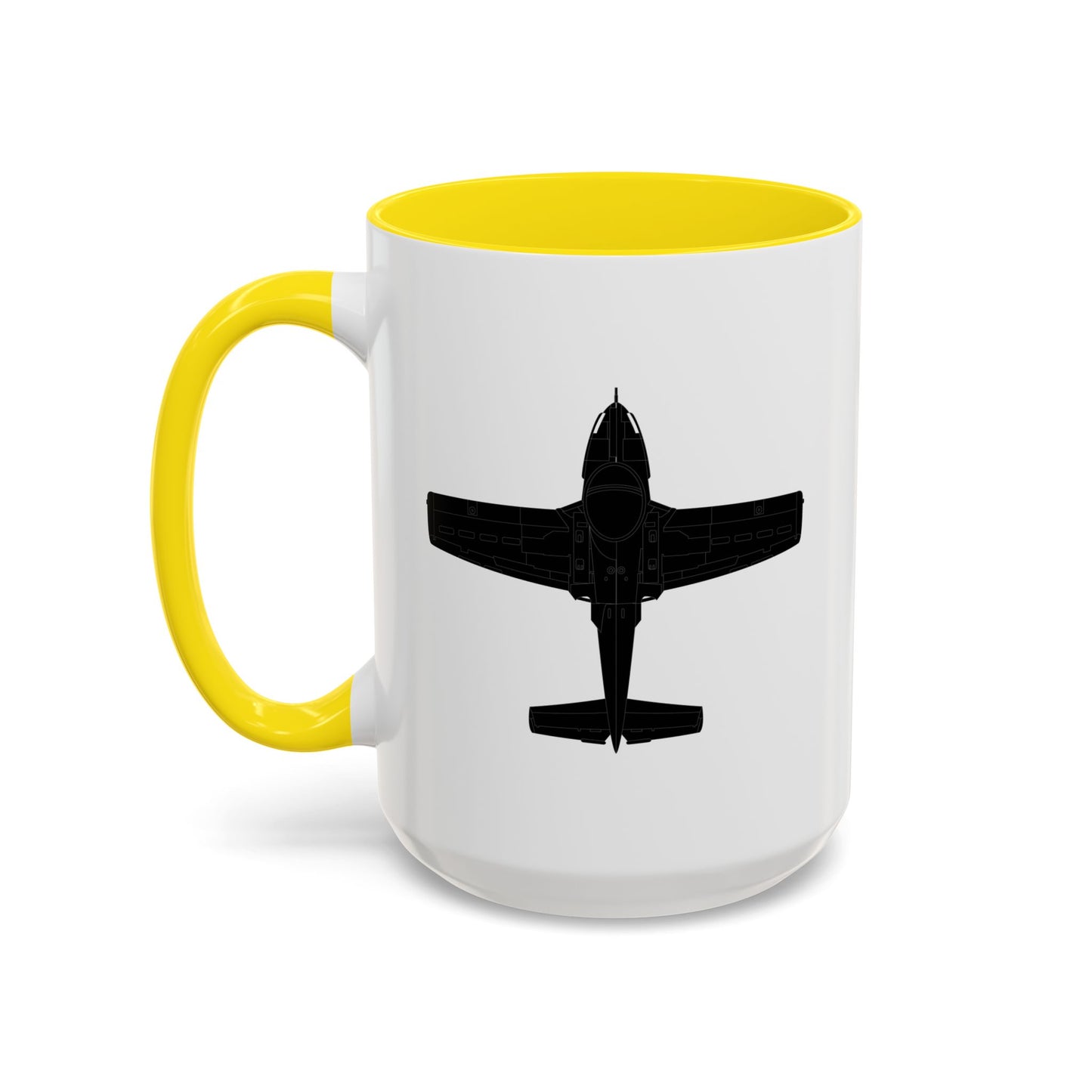 Accent Coffee Mug (11oz & 15oz) - Aircraft - T-37-Trainer - Top - Black - Metal X 300